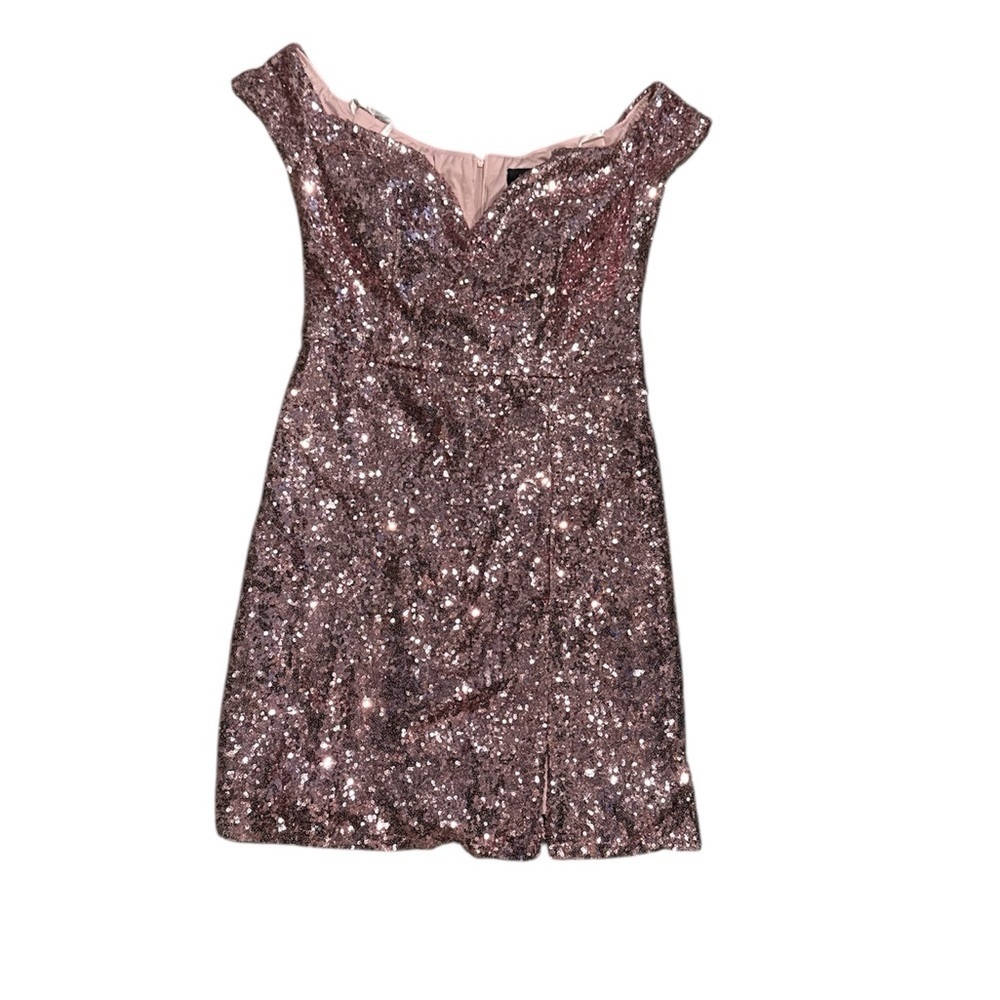 B Darlin sz 11/12 Glittering Pink Sequin Gown slim social cocktail dress prom